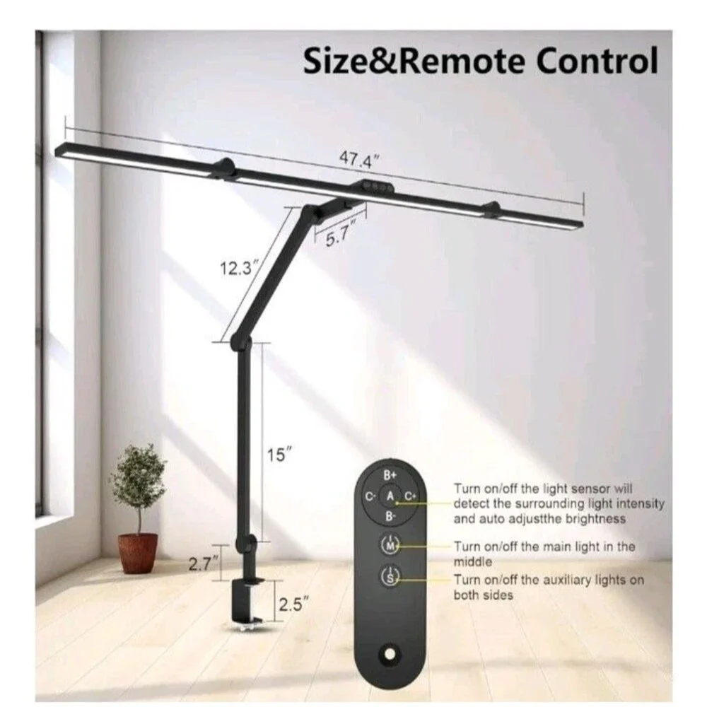 Sleek Black LED‎ Desk Lamp with Remote